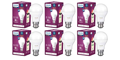 Image of Philips Ace Saver 8.5W B22 LED Bulb, Crystal White, Pack of 6