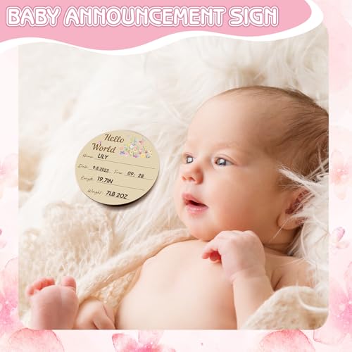 Image of Floral Baby Monthly Milestone Blanket for Girls Flannel Blanket Newborn Infant Swaddle Baby Growth Blanket Photography Background with Wooden Signs,Frames,Headband