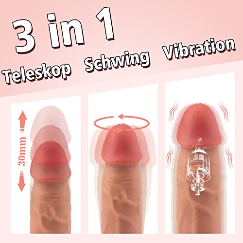 Realistisch Dildo Vibrationen Sex Spielzeug für die Frau, Silikon Dildoschwanz mit Stossfunktion für Frau G-Punkt Stimulation, Stark Stoßfunktionen Erotik Sex Toys – Bild 4