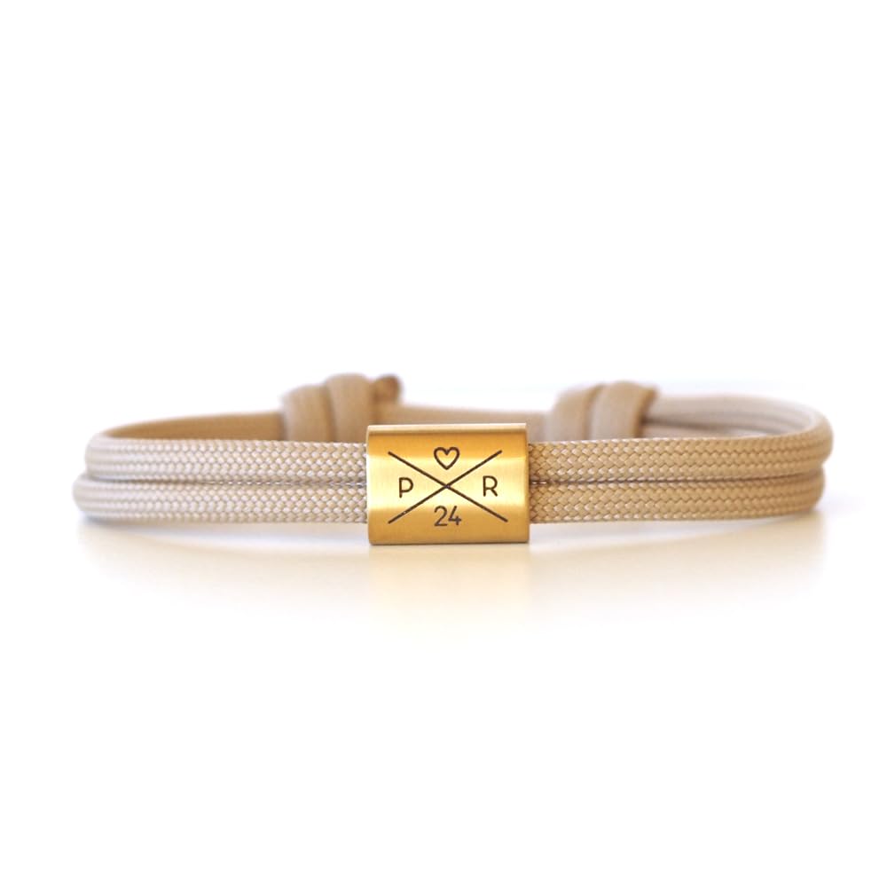 myGreta Personalisierbares Segeltau Armband mit Edelstahl-Schieber – Individuelle Kreuzgravur für Initialen & Motive – Das Perfekte Geschenk für Jeden Anlass!