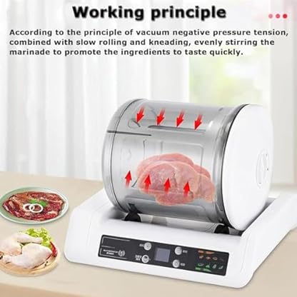 Elektrische Lebensmittel-Thumbing-Maschine, Multi-Marinator, automatische LCD-Hamburger-Einlegemaschine im kommerziellen Gehäuse, mit Brennertrommel mit 5 l Fassungsvermögen und Timer mit 0–10 Stunden – Bild 7