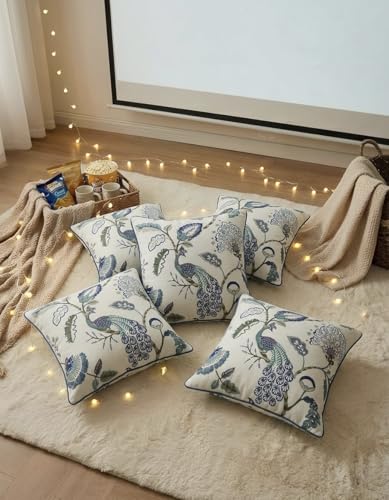 Image of Handmade Throw /Pillow Cushion Cover : 100% Cotton Fabric : High Thread Count : Set of 5