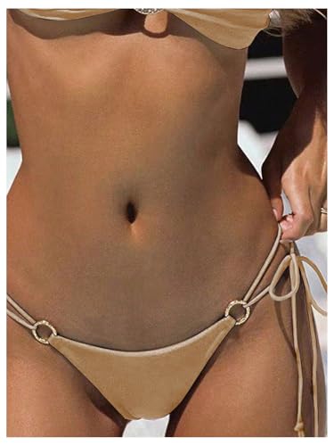 Image of SOLY HUX Bathing Suit for Women Halter Ring Linked Tie Side Bikini Sets Two Piece Swimsuit