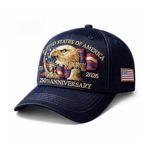 250 Anniversary USA Merchandise, 250 Anniversary USA Hat & Coin, Patriotic Commemorative Baseball Cap with 3D Eagle Coin, Embroidered Design for Patriotic Celebrations and Daily Wear Blue