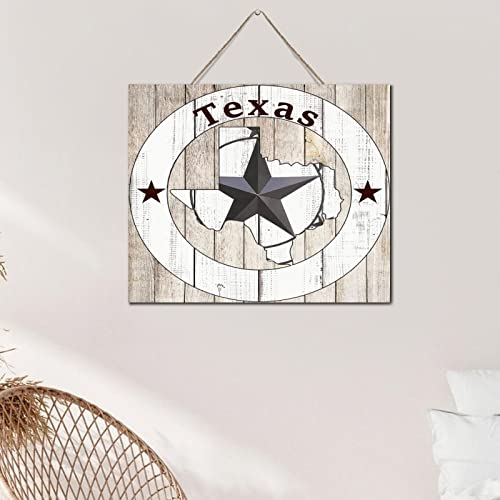 Décoration murale moderne en bois Texas carte peinte avec dictons - 5