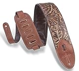 Levy's Leathers Sundance 3' wide Embossed Leather Guitar Strap; Western Series - Palm Pecan...