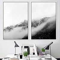 2 Piece Framed Canvas Wall Art Foggy Scenery Canvas Prints Home Artwork Decoration for Living Room,Bedroom - 16