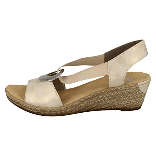 Image of Rieker 624H6 Fanni Women's Wedge Sandals - Lightweight, Comfortable and Supportive - Slip On Sandals with Cushioned Insole and High Wedge for Everyday Stylish Wear
