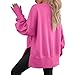 Womens Crewneck Oversized Sweatshirts Thumbhole Long Sleeve Side Slit Pullover Shirts Loose Fall Trendy Outfits (Rose Red,XX-Large)
