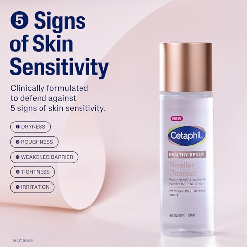 Image of Cetaphil Healthy Renew Anti-Ageing Micellar Cleanser 160ml - Gentle No-Rinse Facial Cleanser for Sensitive Skin, Removes Makeup & Impurities, Hydrating & Soothing Formula