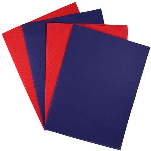 Image of KCS 4 pc of 12 inch x 18 inch(30cmx45cm) 14CT Counted Cotton Aida Cloth Cross Stitch Fabric (Red+Royal Blue)