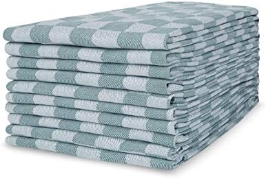 Sticky Toffee 100% Cotton Tea Towel - Pack of 6, Green Chequered Pattern | Kitchen Hand Cloth Set | Absorbent, Strong, Quick Dry & Machine Washable | for Home Decor & Kitchen Accessories