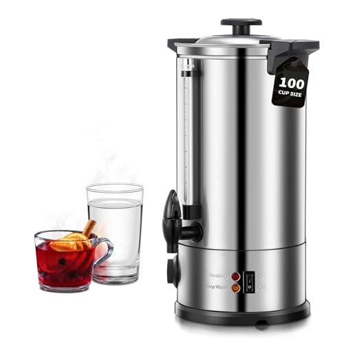 Distributeur de Boissons Chaudes et Vin 10L / 1500W, Autocuiseur Minuteur en INOX Chaud Protection Contre La Surchauffe, 30 à 110 °C, Chauffe-boissons,...