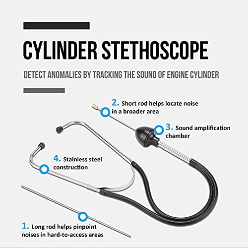 Lichamp 11Pcs Compression Tester Adapter Kit, Automotive Engine Cylinder Leak Down Compression Test Motor Pressure Gauge, Include Engine Cylinder Stethoscope #TOP6