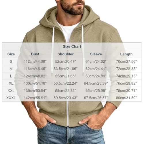 Mens Full Zip Hoodies Fashion Fleece Drawstring Hooded Sweatshirts Jackets - image 5