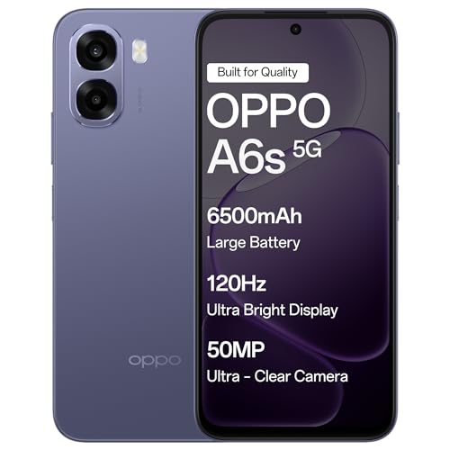 Image of Oppo A6s 5G (Plum Purple, 6GB RAM,128GB Storage) with No Cost EMI /Additional Exchange Offers