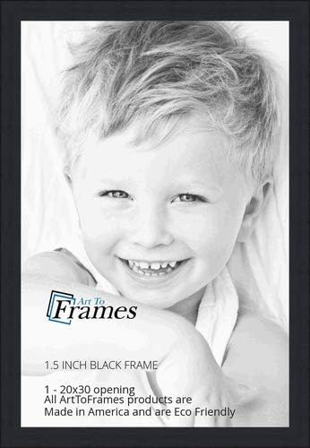ArtToFrames 20x30 Inch Black Picture Frame, This 1.5" Custom Wood Poster Frame is Black Stain on Pine, for Your Art or Photos, WOM0066-80206-YBLK-20x30