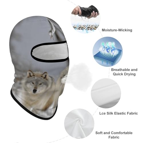 Balaclava para hombres, máscara para esquiar con diseño de dos lobos caminando en la nieve, cubreboca para invierno, ciclismo y deportes al aire libre miniatura 3