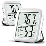 Antonki 2 Pack Room Thermometer for Home, Hygrometer Indoor Humidity Meter Gauge, Digital Temperature and Humidity Sensor Monitor for House, Terrarium, Incubator, Greenhouse - Battery Included