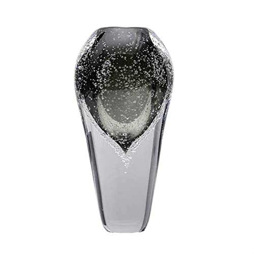 Vase en verre gris haut de gamme 9,8 pouces pour décoration d'intérieur moderne