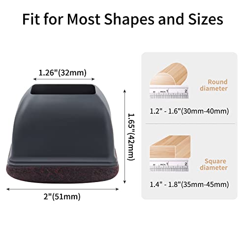 Ezprotekt 2 inch Square-black Furniture Cups Chair Leg Caps, Chair Leg Covers Smooth Moving Chair Feet Protectors - Image 2