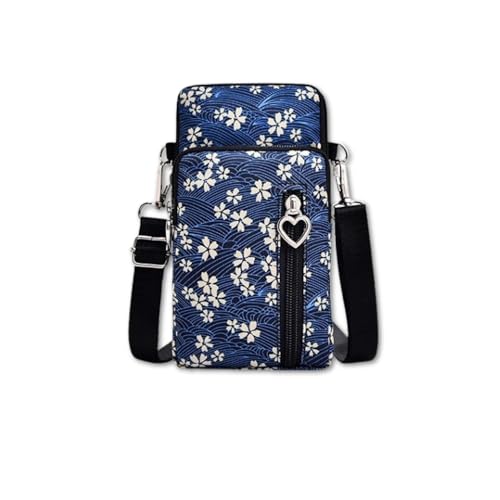 Mini Bolsa Transversal Feminina Compacta com 3 Zíperes Nylon Impermeável Alça Ajustável Porta Celular Carteira Pequena Leve para Viagem Passeio Dia a Dia