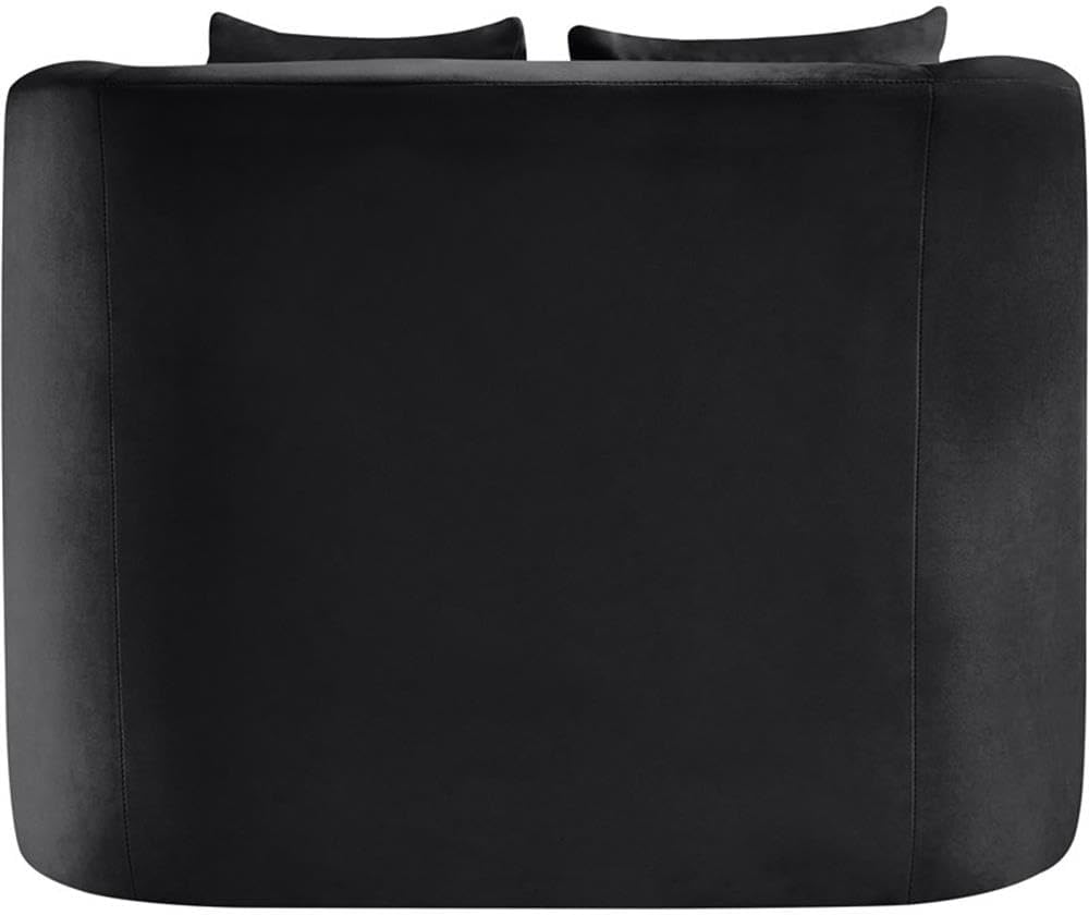 BOWERY HILL Contemporary Accent Chair, 38" W x 36" D x 30" H, Solid Wood Frame, Ultra Luxe Black 460 GSM Velvet Upholstery, Cozy Rounded Design, Durable Living Room Seating