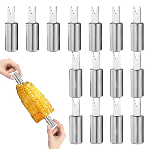 15 PCS Corn on The Cob Skewers,Stainless Steel Corn on The Cob Holders,Sweetcorn Holders,Fruit Forks for BBQ, Camping, Party, Kitchen Cooking Party Tools