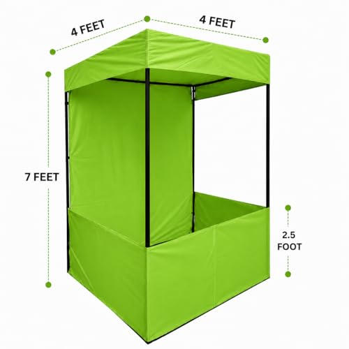 Image of Canopy Tent Portable Waterproof Demo Booth Canopy Stall 4x4x7 Ft for Outdoor Advertising, Marketing Stall, Exhibitions - UV Protection Portable Tent, Heavy-Duty with Carry Bag (4x4x7, Green)