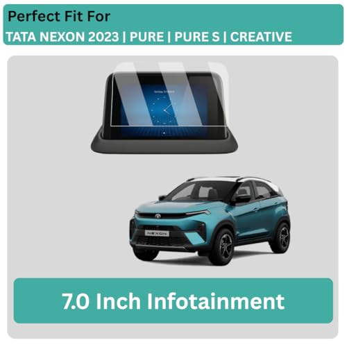 Image of Wisely 3Pcs - Screen Guard for TATA NEXON (2023) Pure /Pure S /Creative Car Display Protector - 7 INCH INFOTAINMENT + STEERING + AC Panel Console - Stereo Car Accessories
