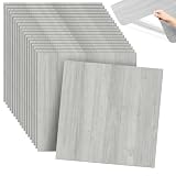 CEWROM Pannelli da parete 3D con effetto legno, 20 pannelli autoadesivi, carta da parati 3D autoadesiva in PVC impermeabile, piastrelle impermeabili 30x30 cm per cucina, bagno e doccia (Grigio chiaro)