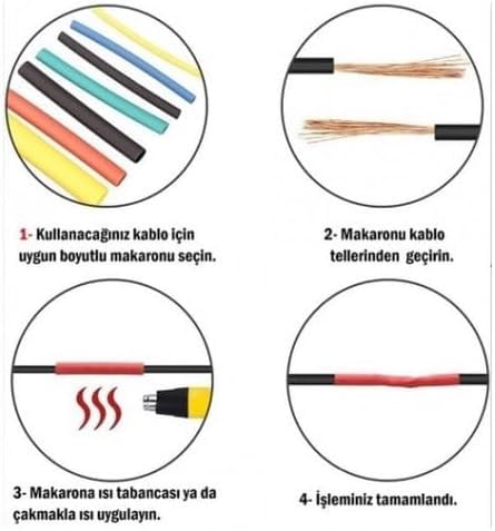 Makaron Kablo Koruyucu 530 Parça Isıyla Daralan, Elektrik Kablosu Isıya Dayanıklı Koruyucu Set Kutulu YÜKSEK TUTUŞ KALİTESİ
