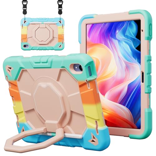 Protection Samsung Galaxy Tab A9 robuste avec bandoulière et support rose