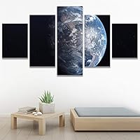 SIGNWIN 5 Panel Canvas Wall Art Modern Art Astronomy & Space Colorful Cosmic Decorative Elements Multicolor Photography for Home Decorations Ready to Hang - 60