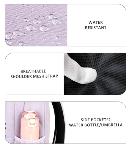 Image of abshoo Girls Solid Color Backpack For College Women Water Resistant School Bag (Lavender Purple)