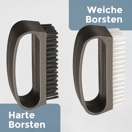 Hausfelder Handbürste mit Griff - Nagelbürste hart - Fingernagelbürste Handwaschbürste 4er Set (Schwarz und Weiß (harte und weiche Borsten), 4er Set)