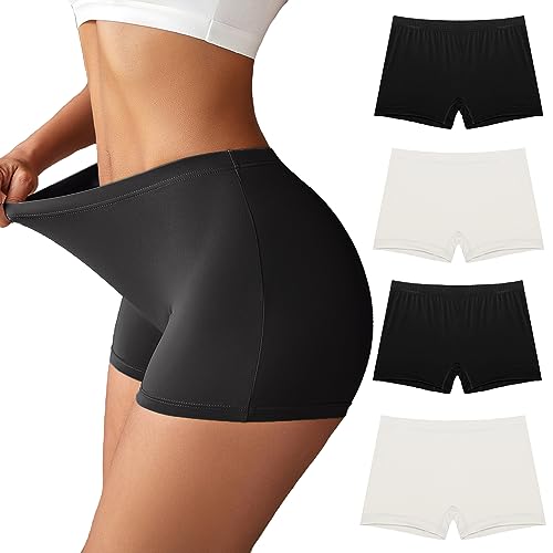 Image of Ekouaer Boyshort Panties Women's Soft Underwear Briefs Invisible Hipster 3 Pack Or 4 Pack Seamless Boxer Brief Panties S-XXL