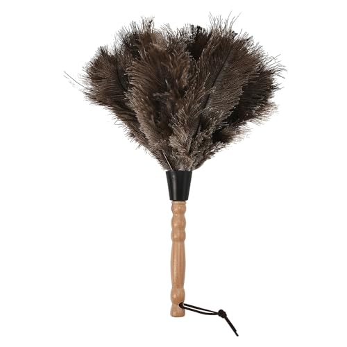 AuMoHall Ostrich Feather Duster 13.39 inch Premium Feather Duster with Wooden Handle Delicate Surfaces Cleaning Supplies for Car Home Office