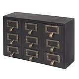 Kate and Laurel Apothecary Wood Desk Drawer Set, 9 Drawers, Rustic Black