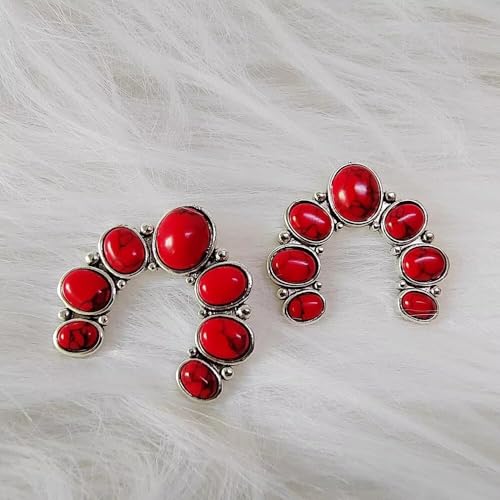 Bohemian Turquoise Dangle Metal Large Oval Earrings Statement Teardrop Earrings Western Earrings for Women4