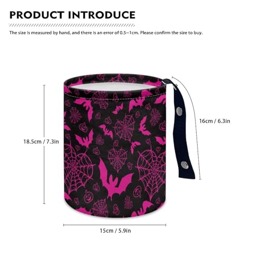 Image of Pensura Car Trash Can Waterproof Pink Spiderweb Bat Car Trash Bag Hanging Portable Foldable Multipurpose Trashs Bin Waste Basket Auto Accessories for Cars, Home, Outdoor