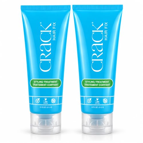 Crack Hair Fix Trial and Travel Size Air Dry Cream for Frizzy, Wavy & Curly Hair - Leave-In Styling Cream with Protection from Heat, Humidity, Chlorine & Sun, Vegan, .75 oz - PACK OF TWO