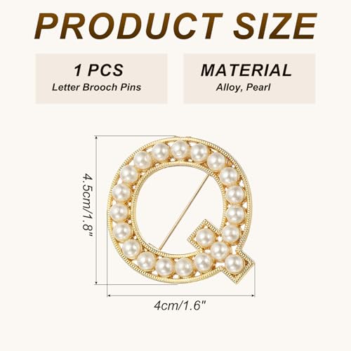 Image of PATIKIL Letter Brooch Pins, Pearl Initial Alphabet Letter Lapel Badges Pin for Women Men Girl Wife Suits