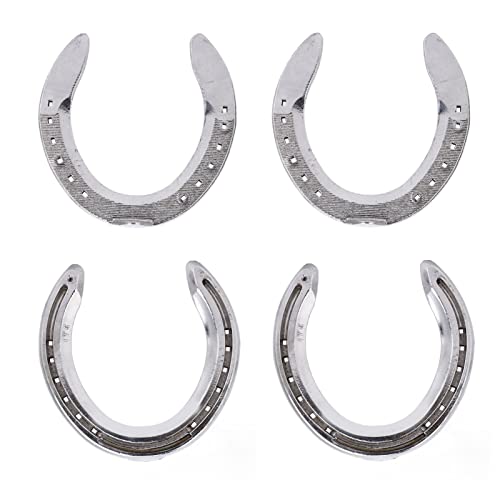 Zerodis 4pcs Horseshoe Kit, Aluminum Alloy Material, Lightweight Horse Shoes Set for Racing Enthusiasts, Reliable Accessory for Horses (Type 5(8.3 X 8.3 X .5in))
