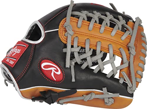Rawlings | R9 Contour Baseball Glove | 11.5" | Modified Trap-Eze Web | Right Hand Throw, Contour Fit - 11.5 Inch - Modified Trap-Eze Web - Black/Tan #TOP1