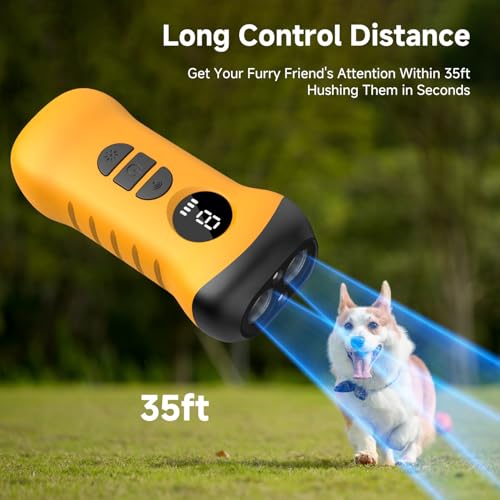 Antibell für Hunde Ultraschall Ferntrainer,40-50 Fuß Antibell Ultraschall Gerät,LED Taschenlampe Modus,Geeignet für kleine, mittelgroße und große Hunde