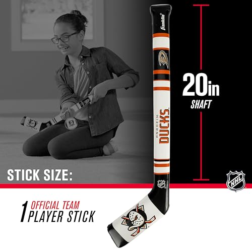 image for Franklin Sports Anaheim Ducks NHL Mini Soft Hockey Stick Set - Great T