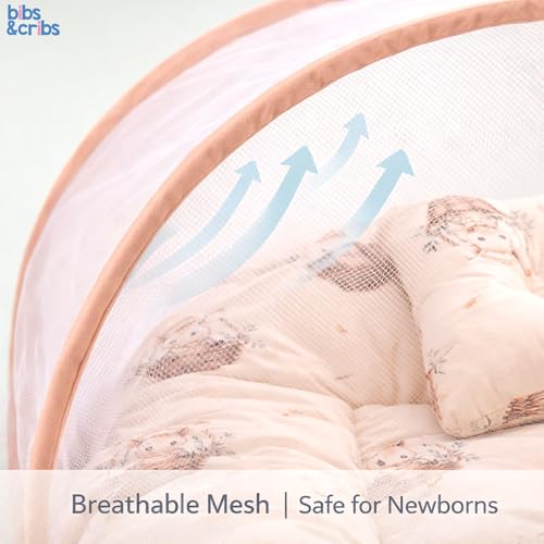Image of Bibs&Cribs Baby Nest Bedding Set for Newborn Infants with Mosquito Net Mattress Pillow Portable Baby Lounger Travel Bed Resting Nest for Baby Boys and Girls