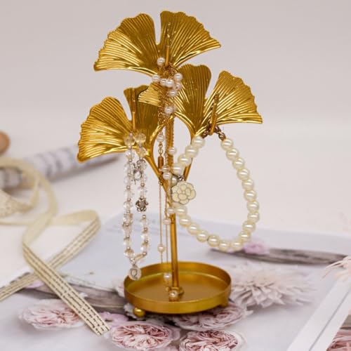 Vintage Jewelry Tree Stand Gold Keychain Display Small Necklace Holder - image 2
