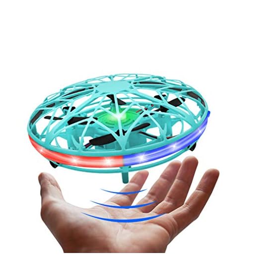 LED Hand Drone, Hand Operated Drones for Kids with 5 Sensors, Hands Free Mini Drones Small UFO, Hand Controlled Flying Ball Toys Gifts for Boys and Girls, Adults Blue